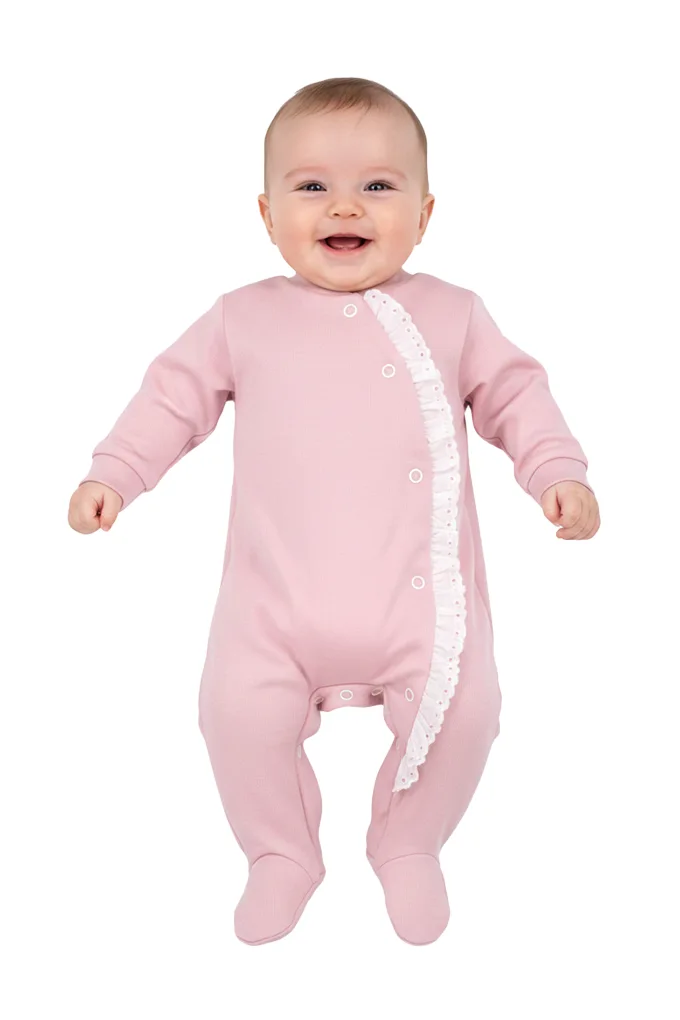 263 Cotton Babygrow with Lace
