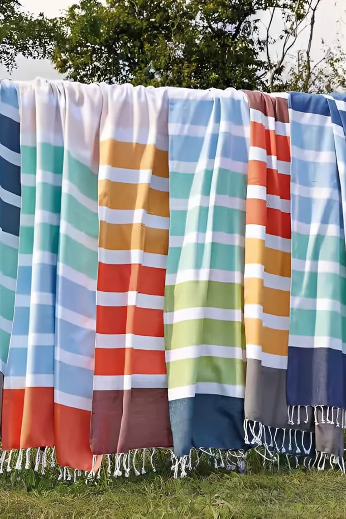 RAA Printed Beach Blanket with Fringe