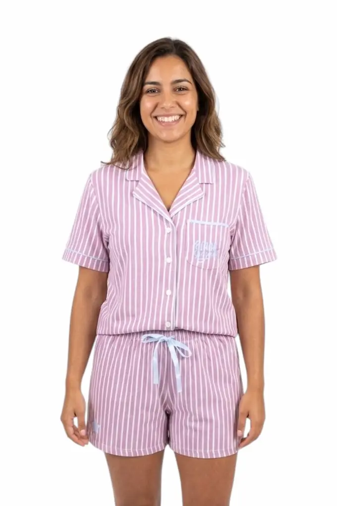 266866 Woman Printed Short Sleeve Jacket Pyjama Set