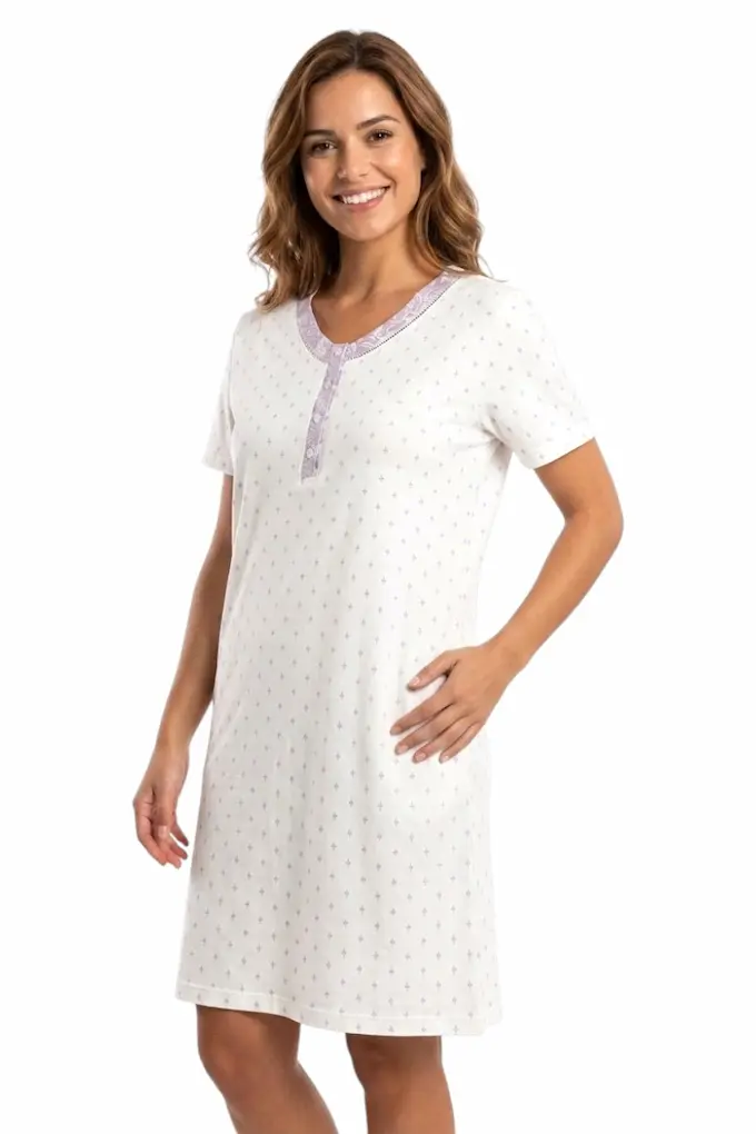 266812 Woman Printed Short Sleeve Night Shirt