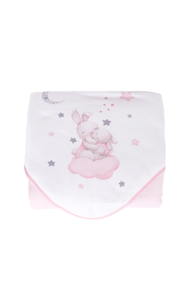 Bunny in the Clouds Printed Cotton Baby Blanket