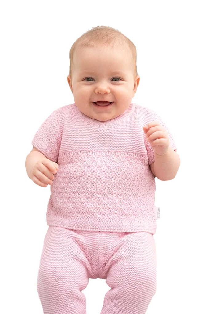 0315T 2 Pieces Knitted Short Sleeve Baby Set