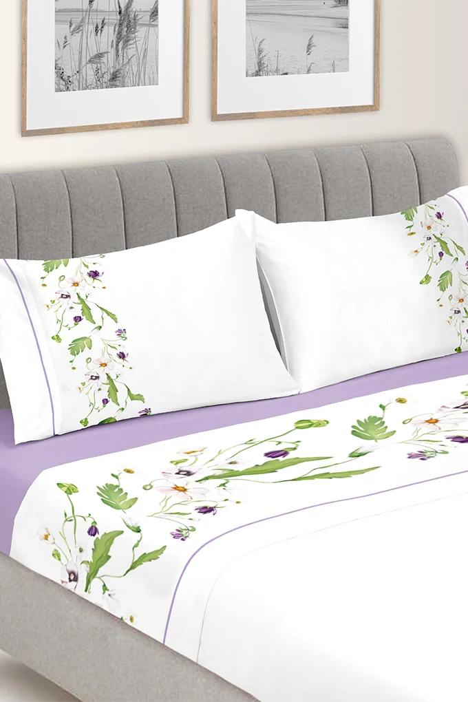 Bella/2 Printed Cotton Sheets Set w/ Fitted Sheet