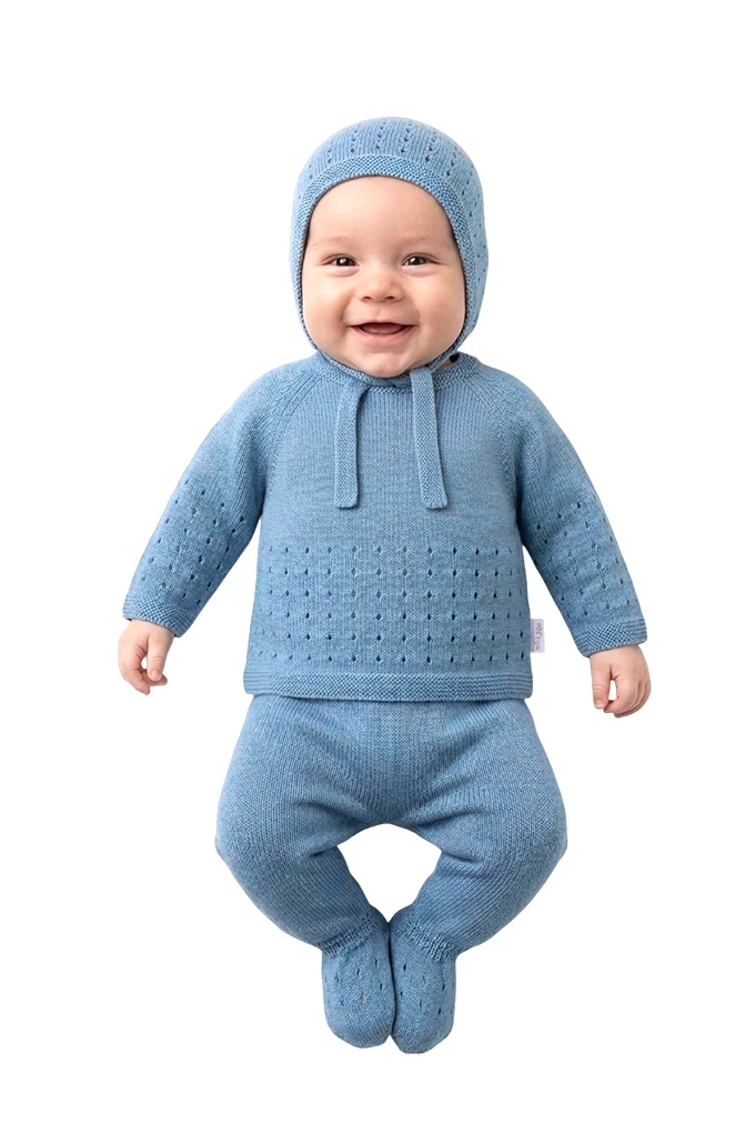 0660B Baby Perforated Knitted Set 3 Pieces