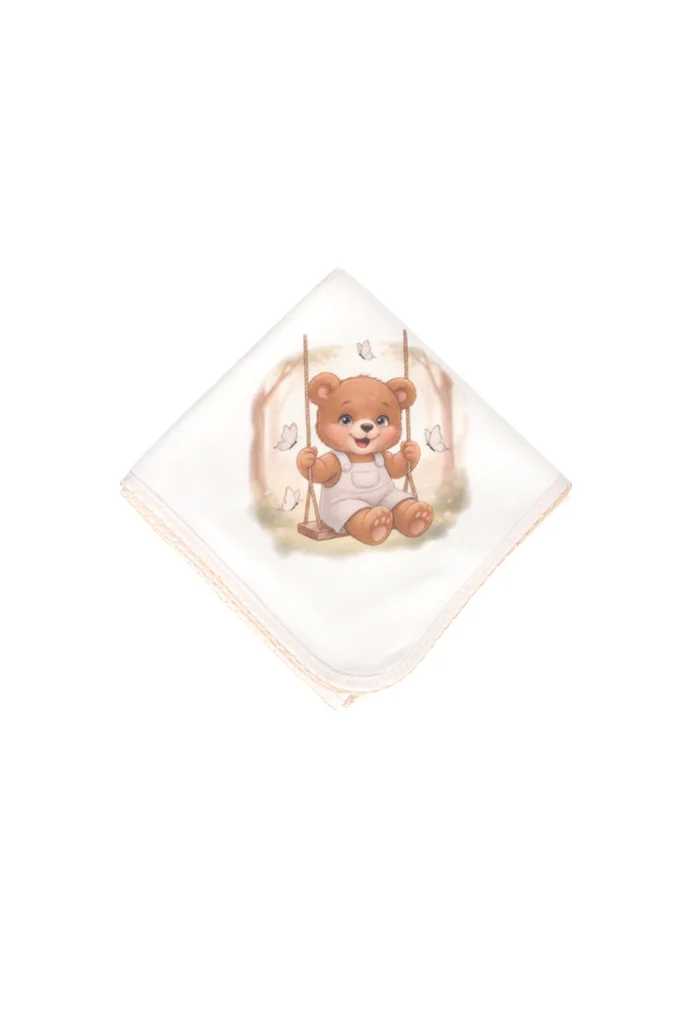 Teddy Bear on the Swing Printed Burp Cloth