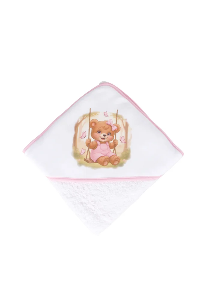 Teddy on the Swing Printed Baby Towel