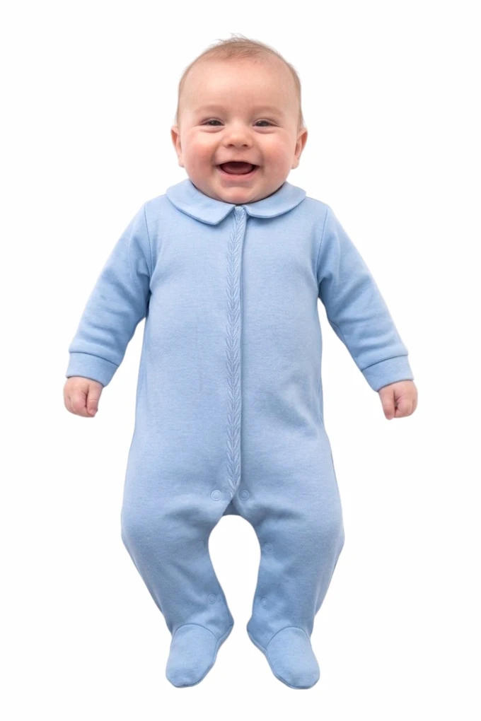 2537 Boy Embroidered Cotton Babygrow