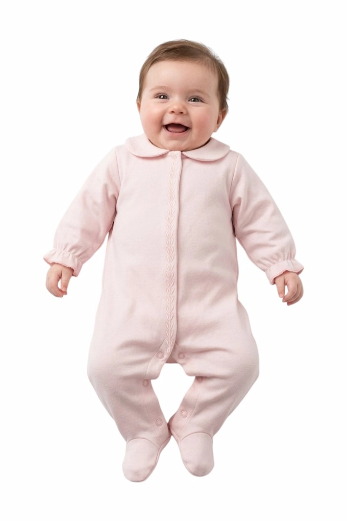 2537 Girl Embroidered Cotton Babygrow