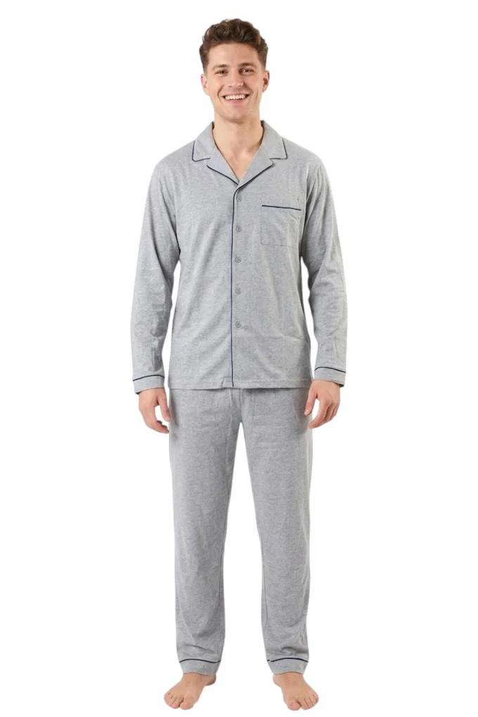 266623 Man Plain Jacket Pyjama Set