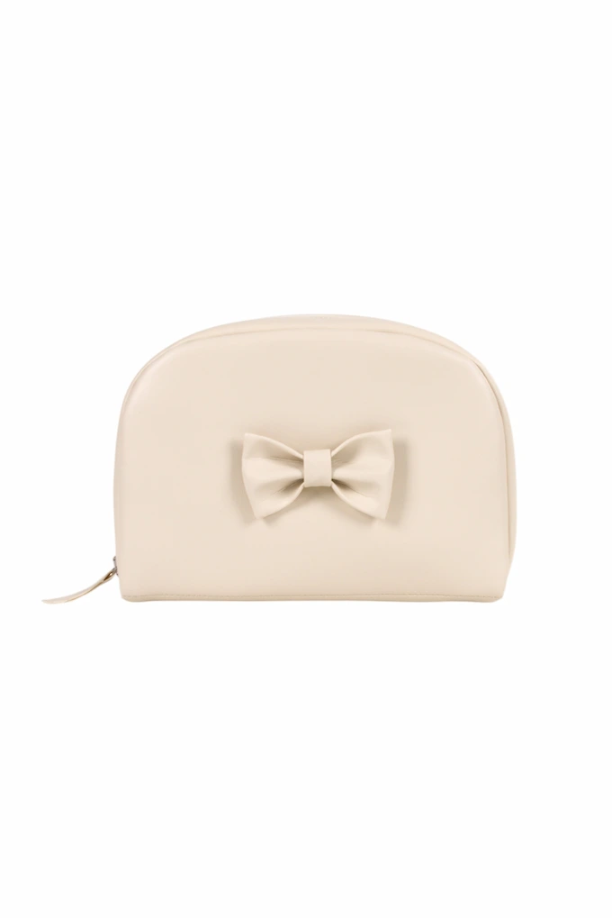 Bow Round Synthetic Toiletry Bag