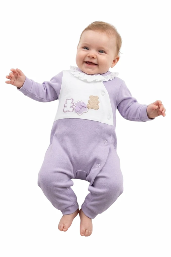266 Little Bears Embroidered Cotton Babygrow