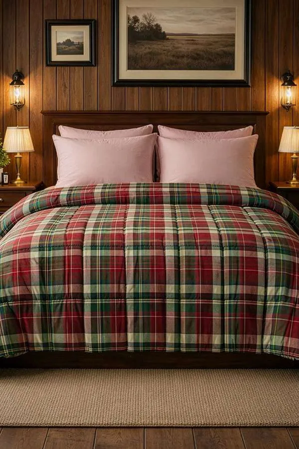 Plaid Sherpa Quilted Comforter Easy Home OREGON