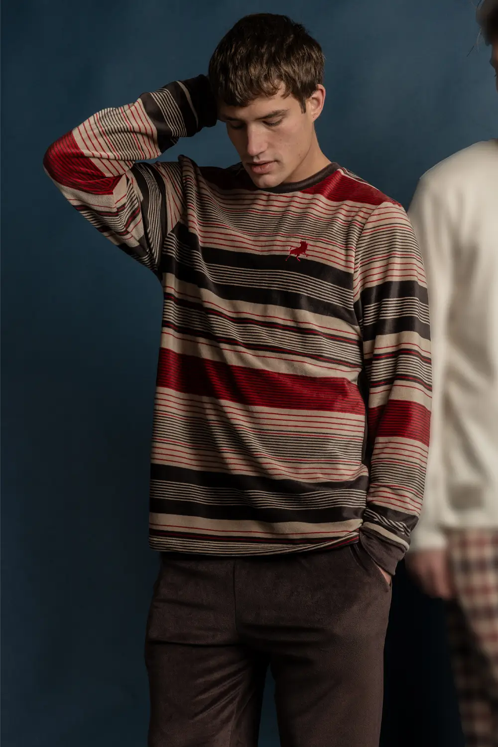 Striped Velour Long Sleeve Pyjamas Men Aznar 64153