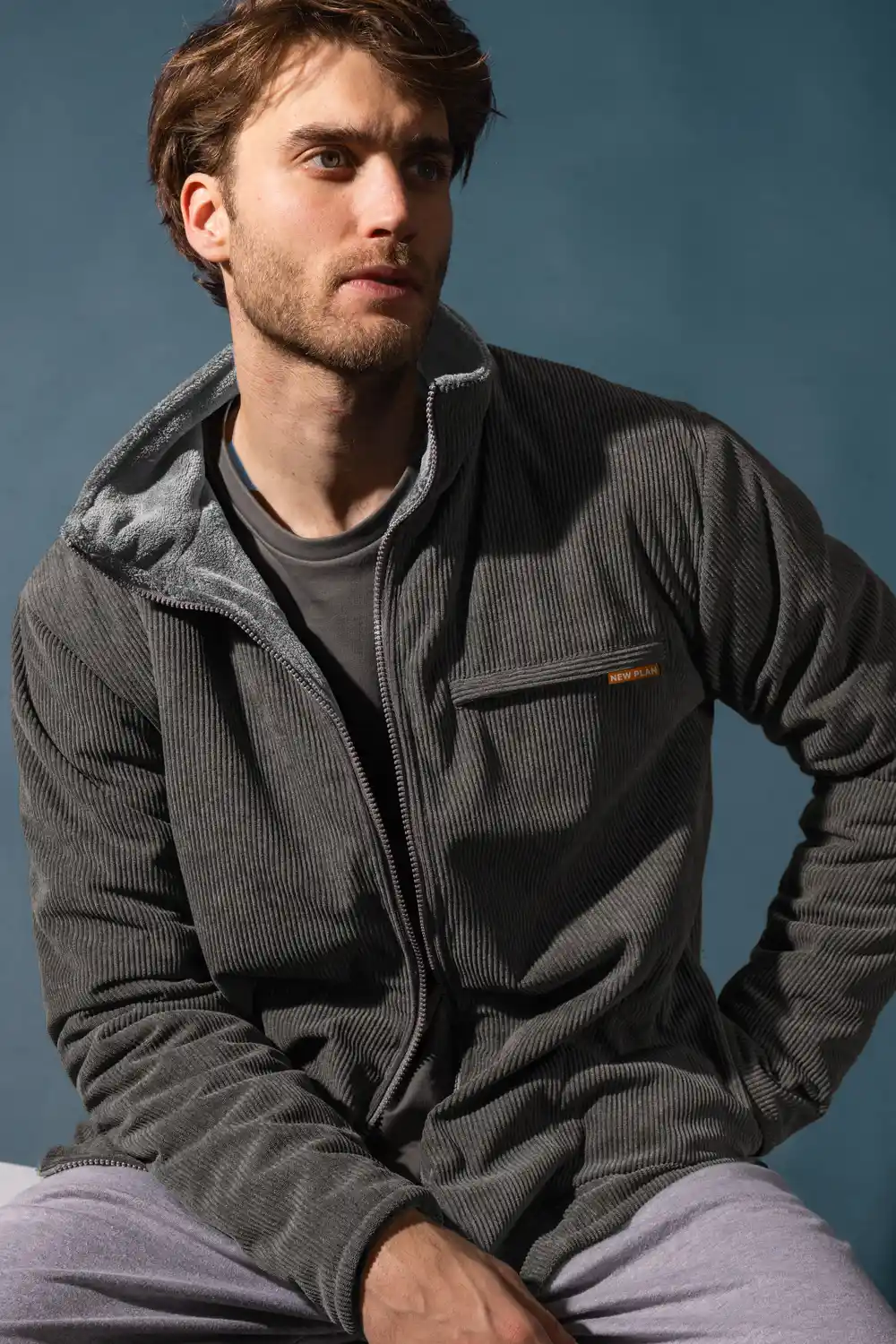 Men Corduroy Zip-up Jacket Admas 67429