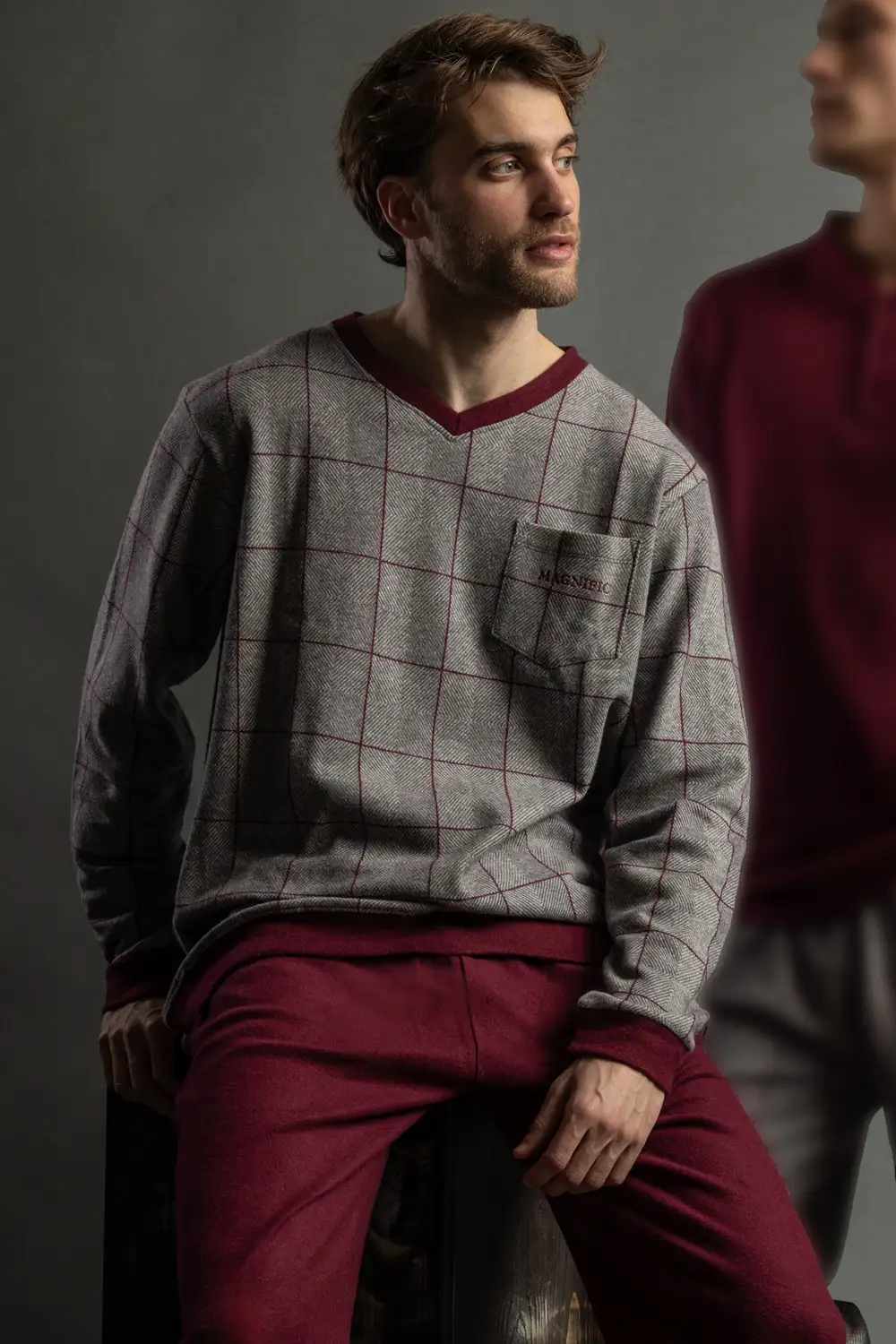 Men Long Sleeve Checkered Soft Knit Pyjama Admas 64837