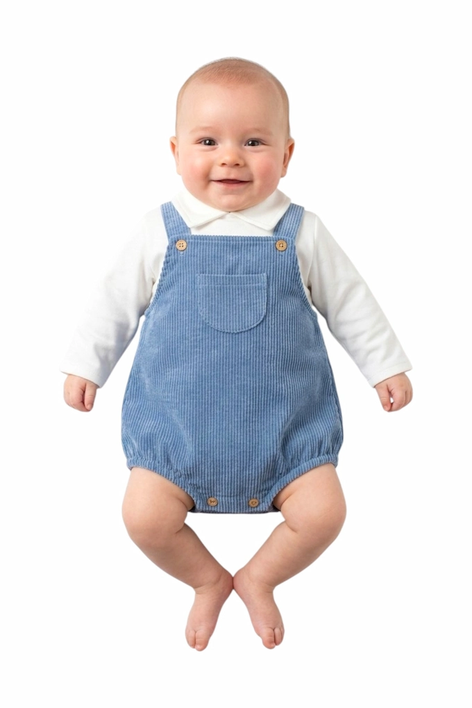 MG02 Baby Boy Thermal Blouse + Corduroy Romper