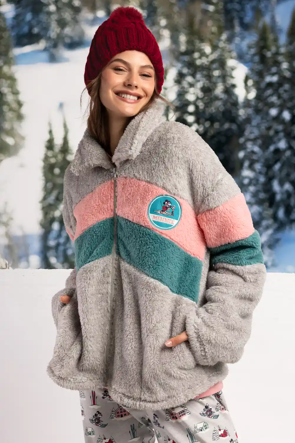 Women Zip Coral Fleece Jacket Minnie Aznar 67352