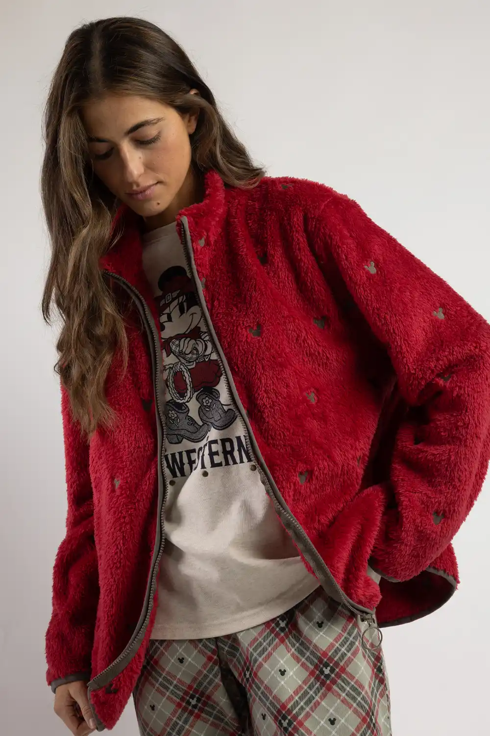 Mickey Printed Coral Fleece Jacket for Women Aznar 67363