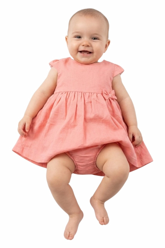 AG246 Linen 2 Pieces Baby Girl Set
