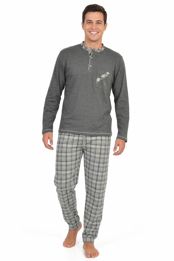Men Long-Sleeve Brushed Pajamas Sónia 4010