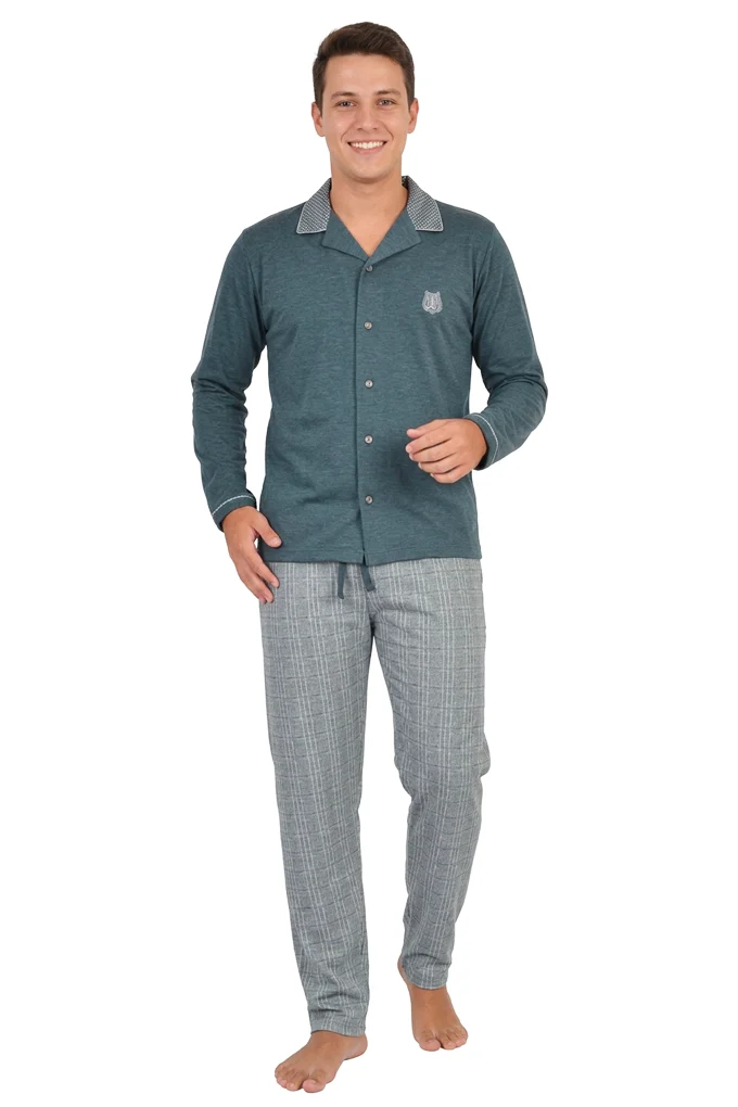 Men Long Sleeve Brushed Buttoned Pyjamas Sónia 4002