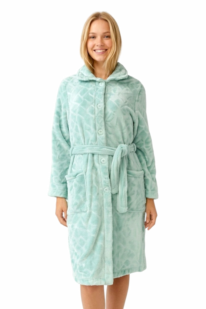 1094 Woman Embossed Coral Robe