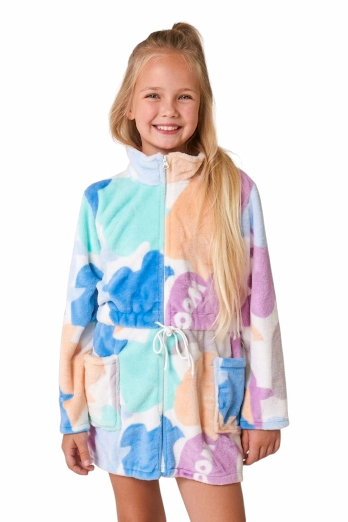 1104 Girl Printed Coral Robe