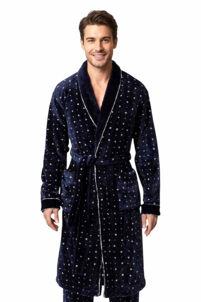 1014 Man Printed Coral Robe