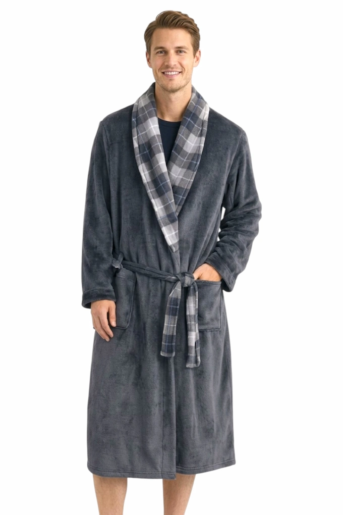 1081 Man Printed Coral Robe