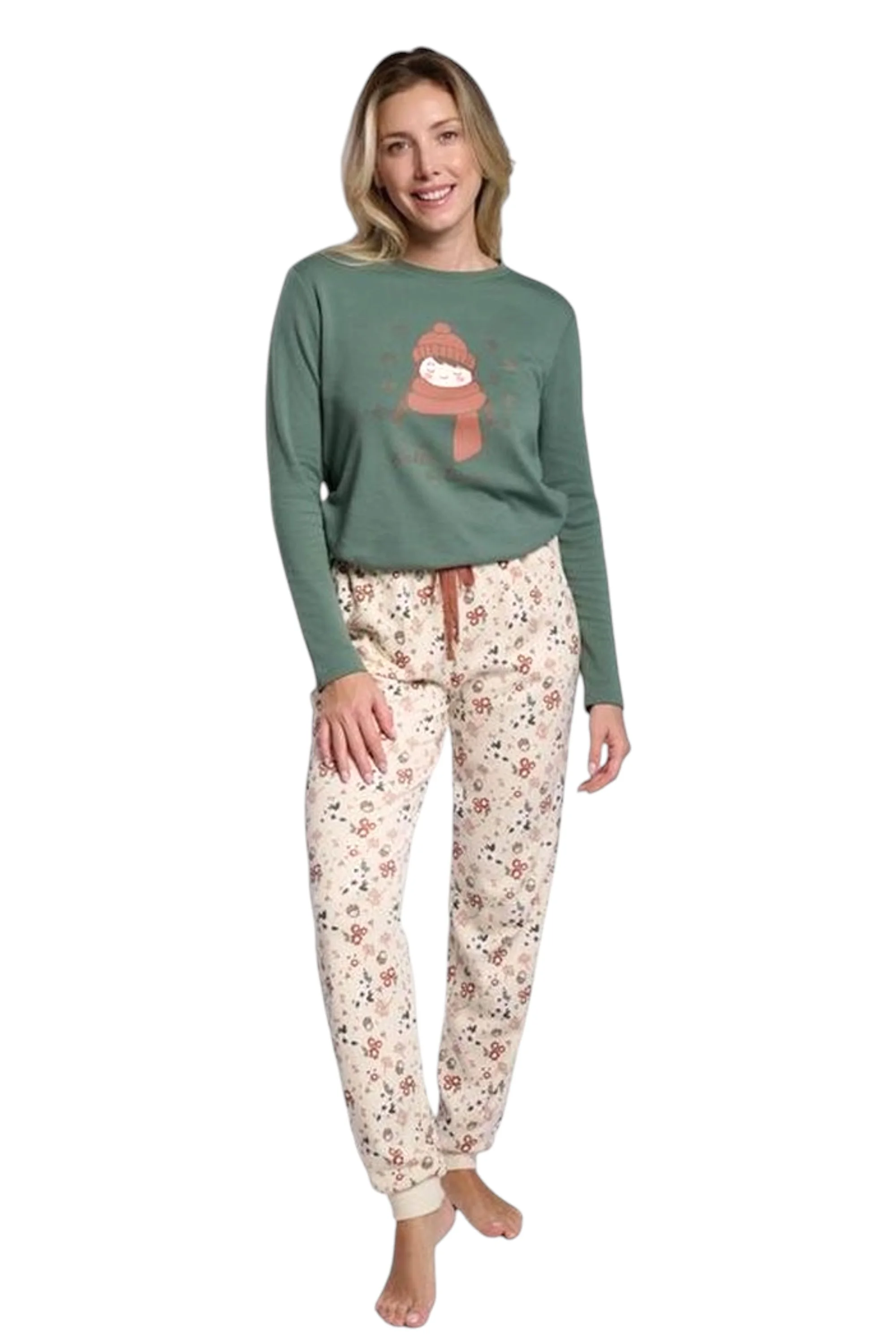 Women Long Sleeve Brushed Knit Pyjamas MuyDeMi 26233