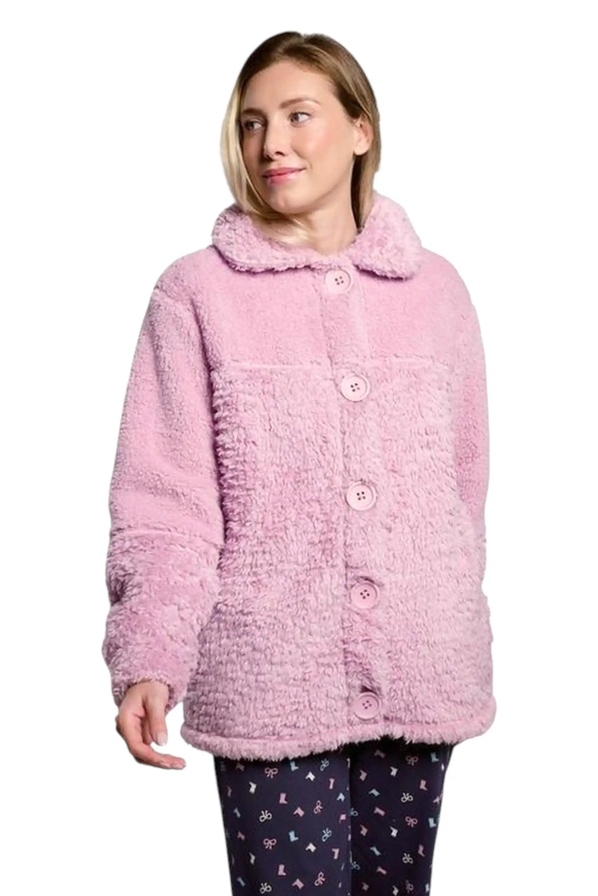 Women Soft Sherpa Jacket with Buttons MuyDeMi 26247