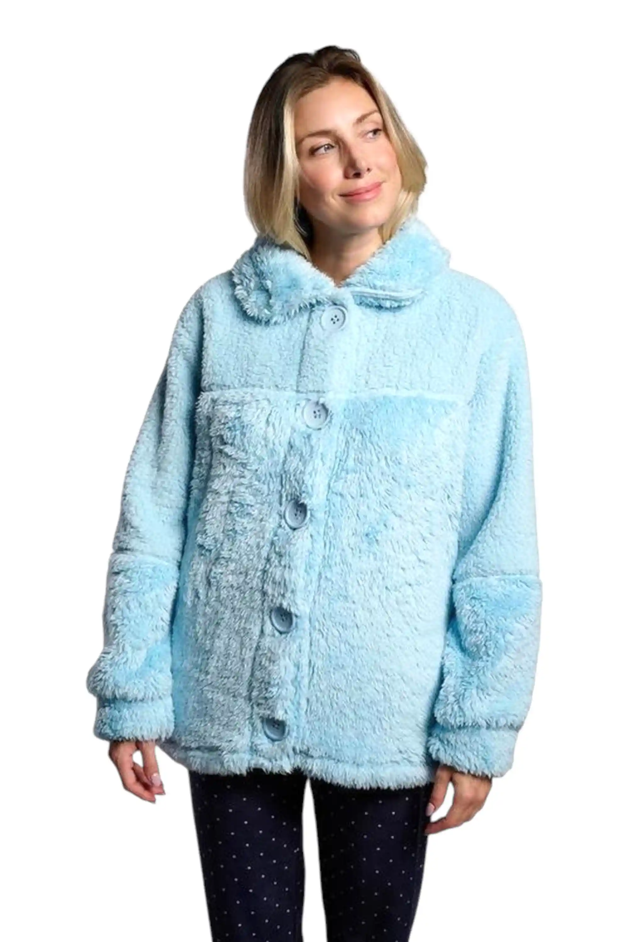 Women Buttoned Sherpa Fleece Jacket MuyDeMi 26248