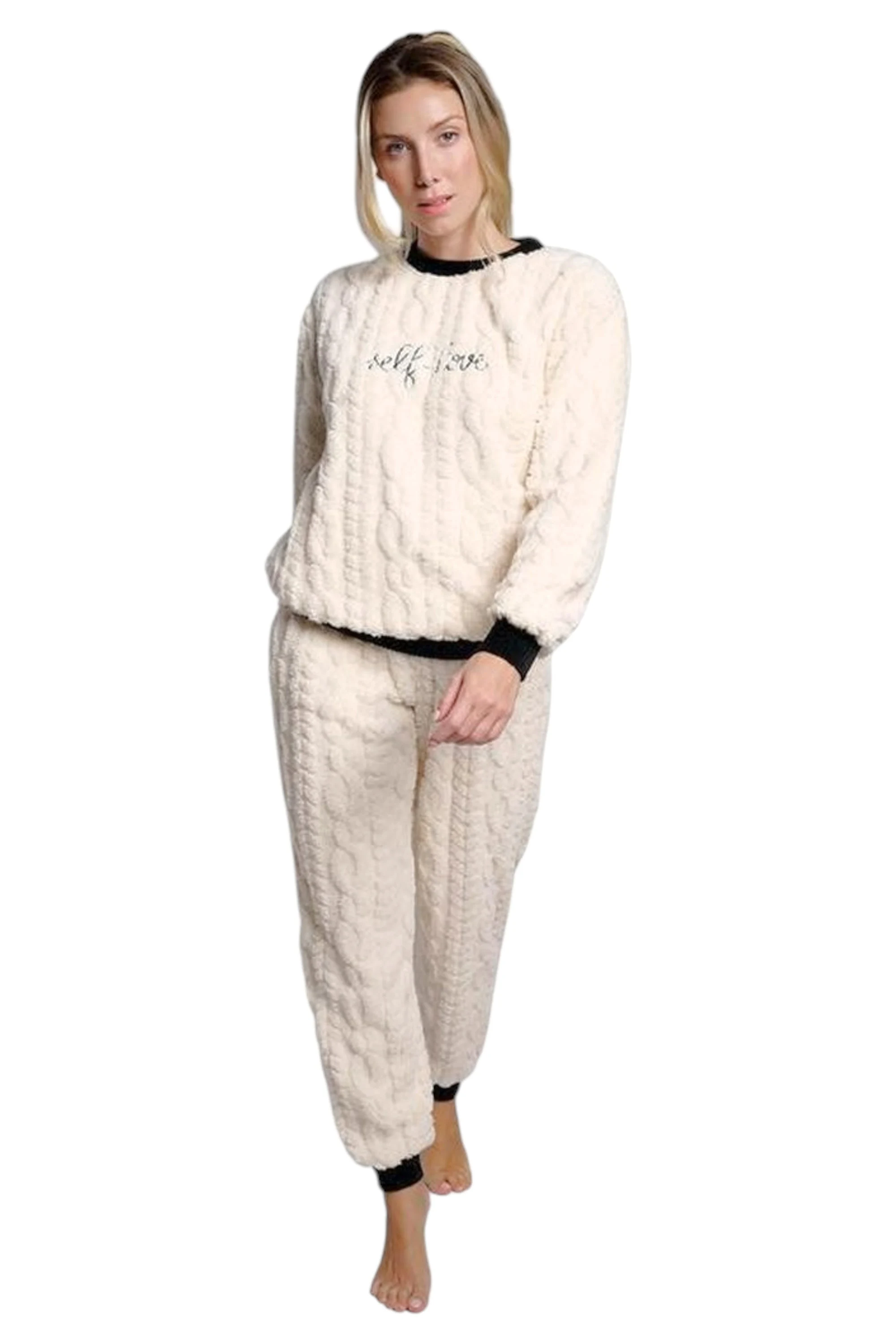Women Sherpa Jacquard Long Sleeve Pyjama MuyDeMi 26263