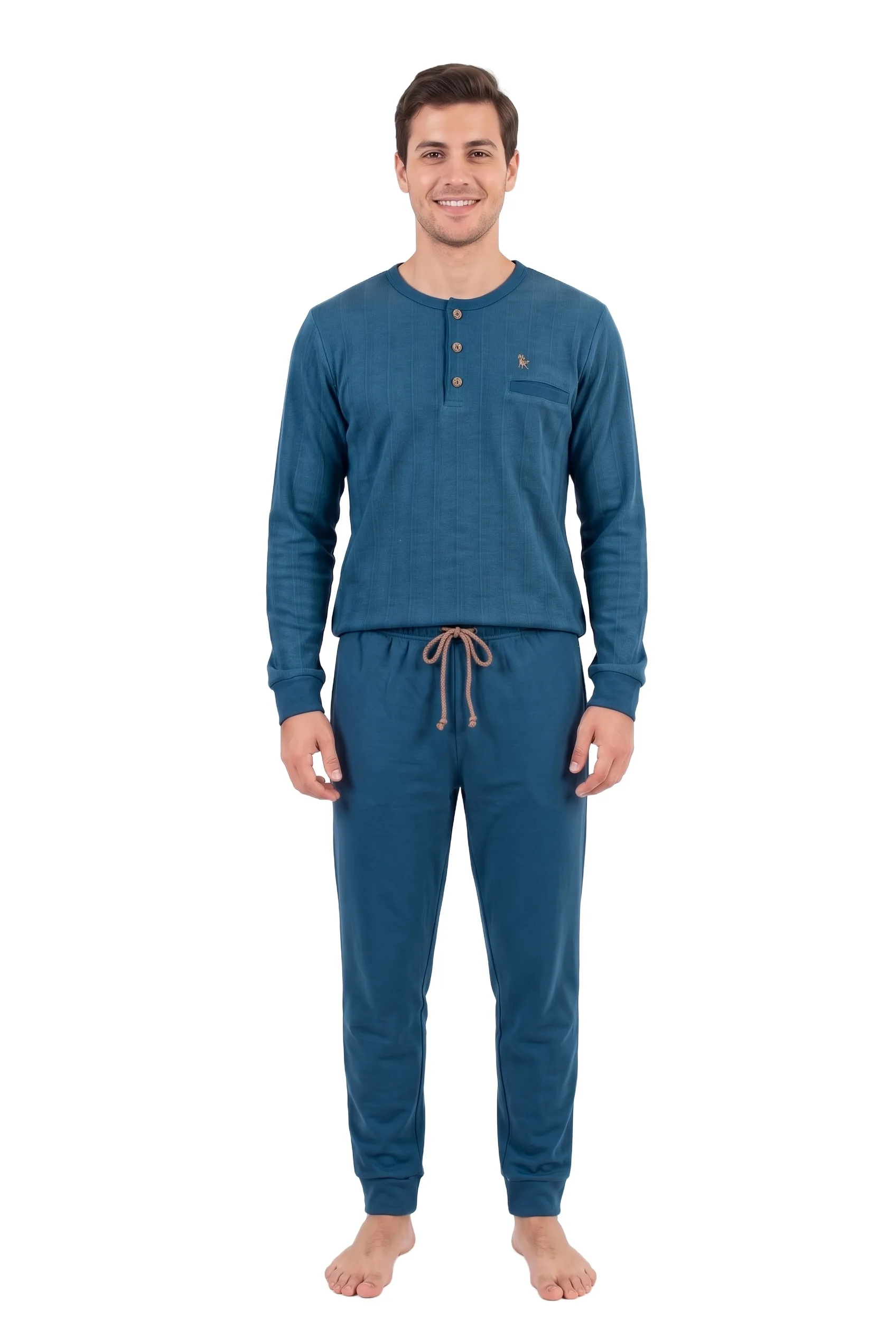 Men Long Sleeve Brushed Knit Pyjamas Isa4You 38003