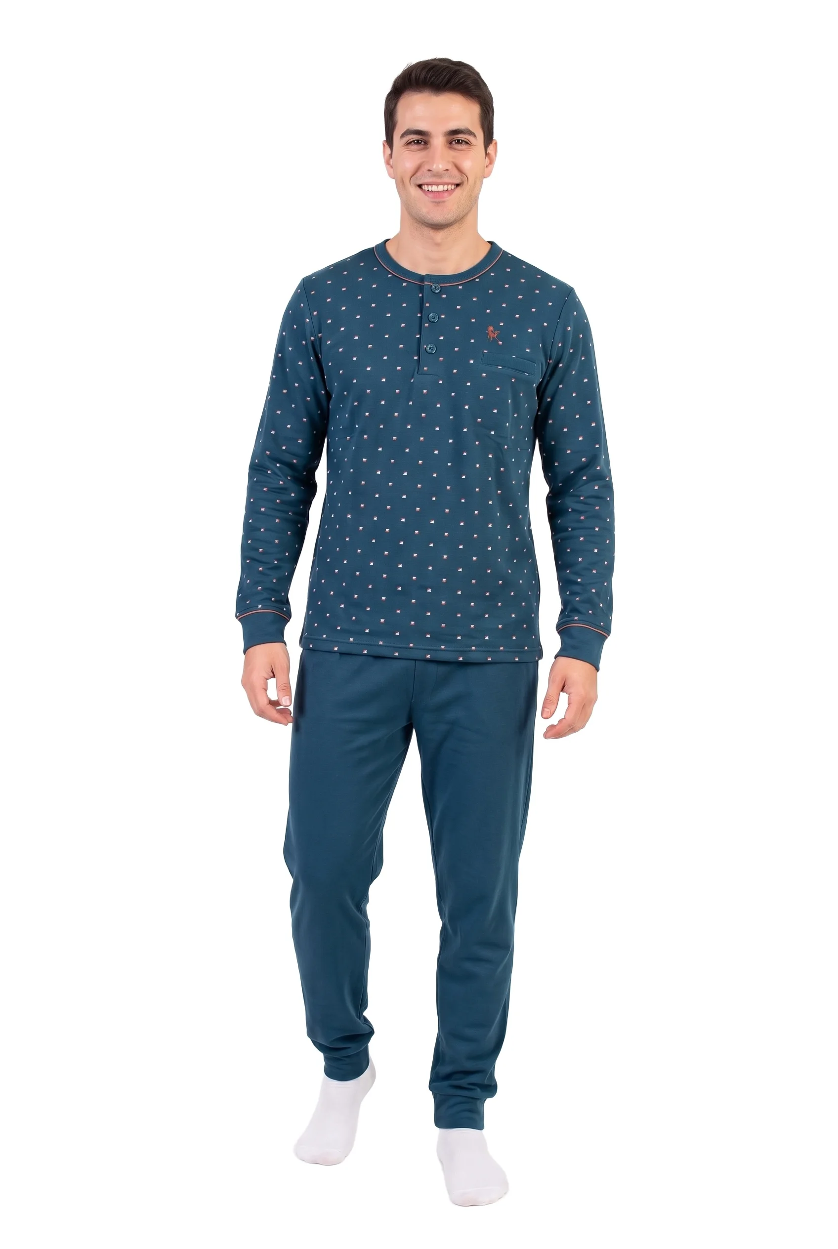 Men Long Sleeve Brushed Printed Pyjama Isa4You 38000