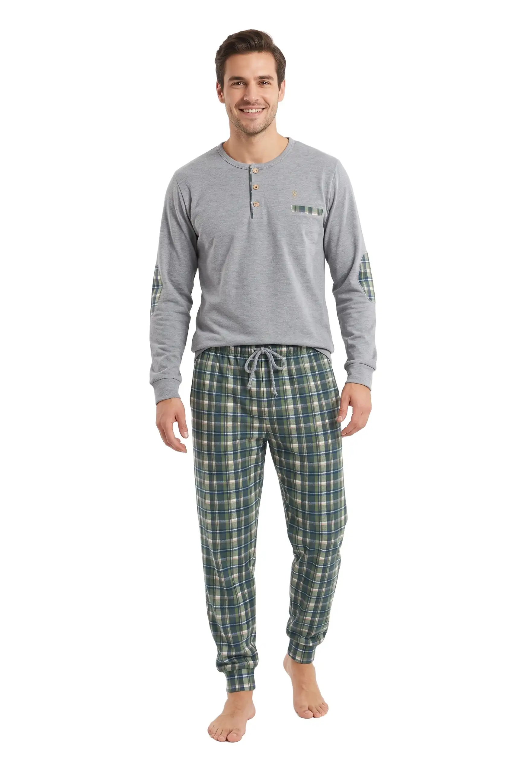 Men Long Sleeve Brushed Pyjama Isa4You 38004