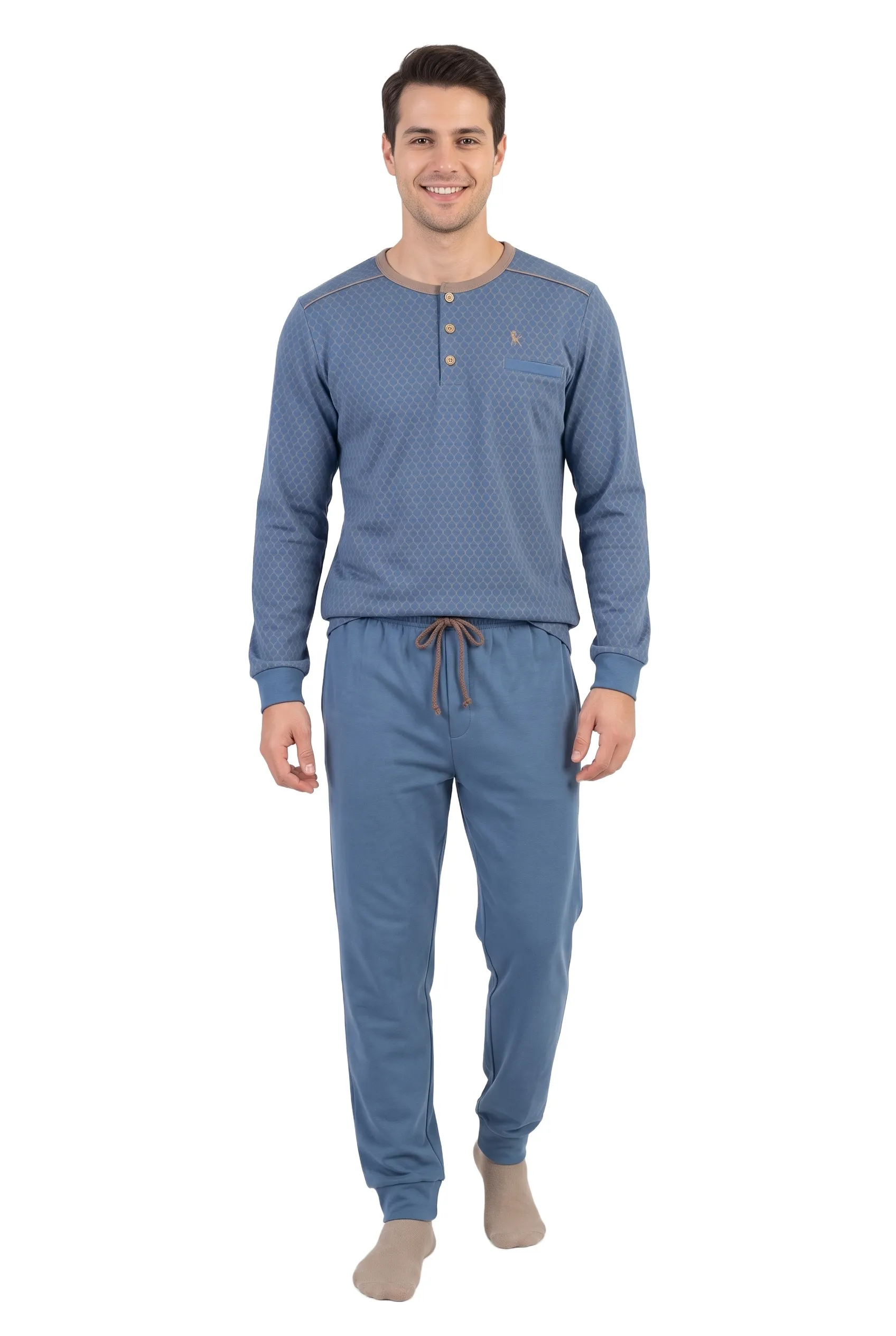 Men Long Sleeve Brushed Pyjamas Isa4You 38002