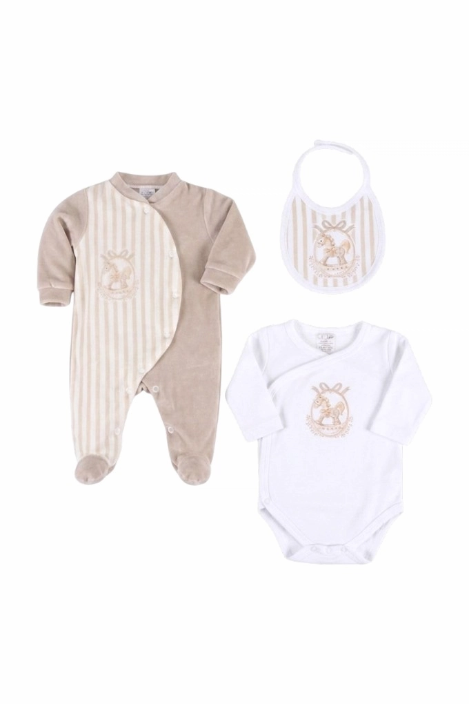 Rocking Horse Thermal Velvet 3 Pieces Baby Set