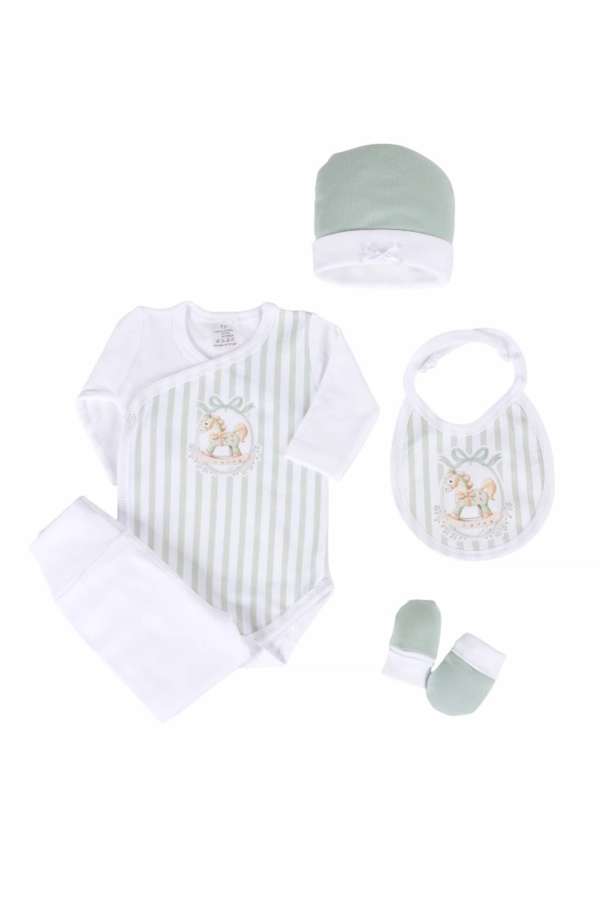 Rocking Horse Printed 5 Pieces Baby Set