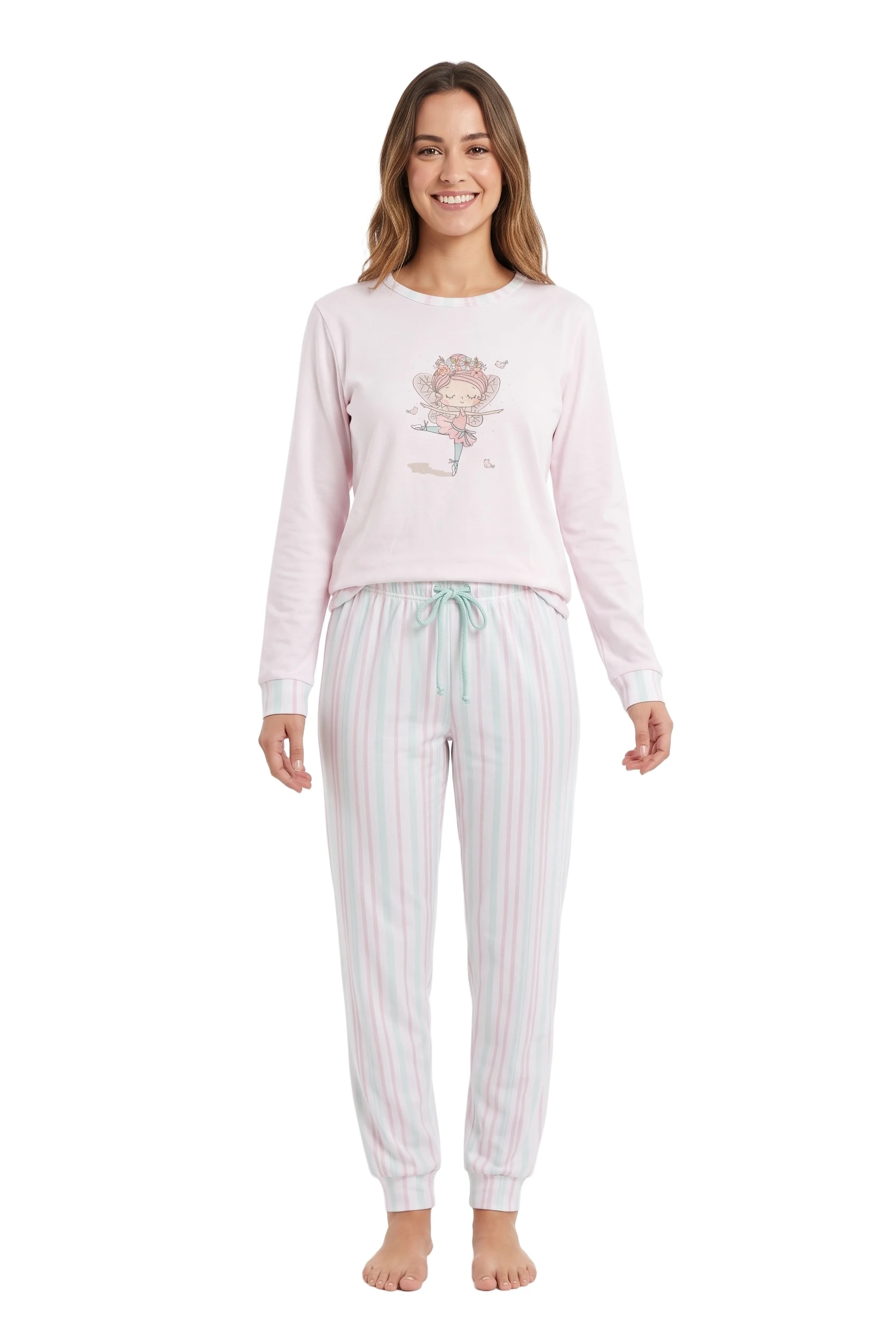 Women Long Sleeve Brushed Printed Pyjamas Isa4You 39007