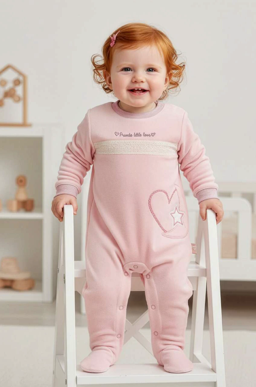 Baby Girl Long Sleeve Velour Babygrow Privata PVH26025