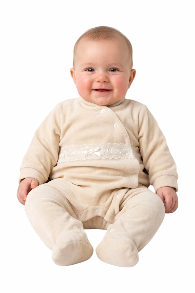 268 Velvet Babygrow with Lace