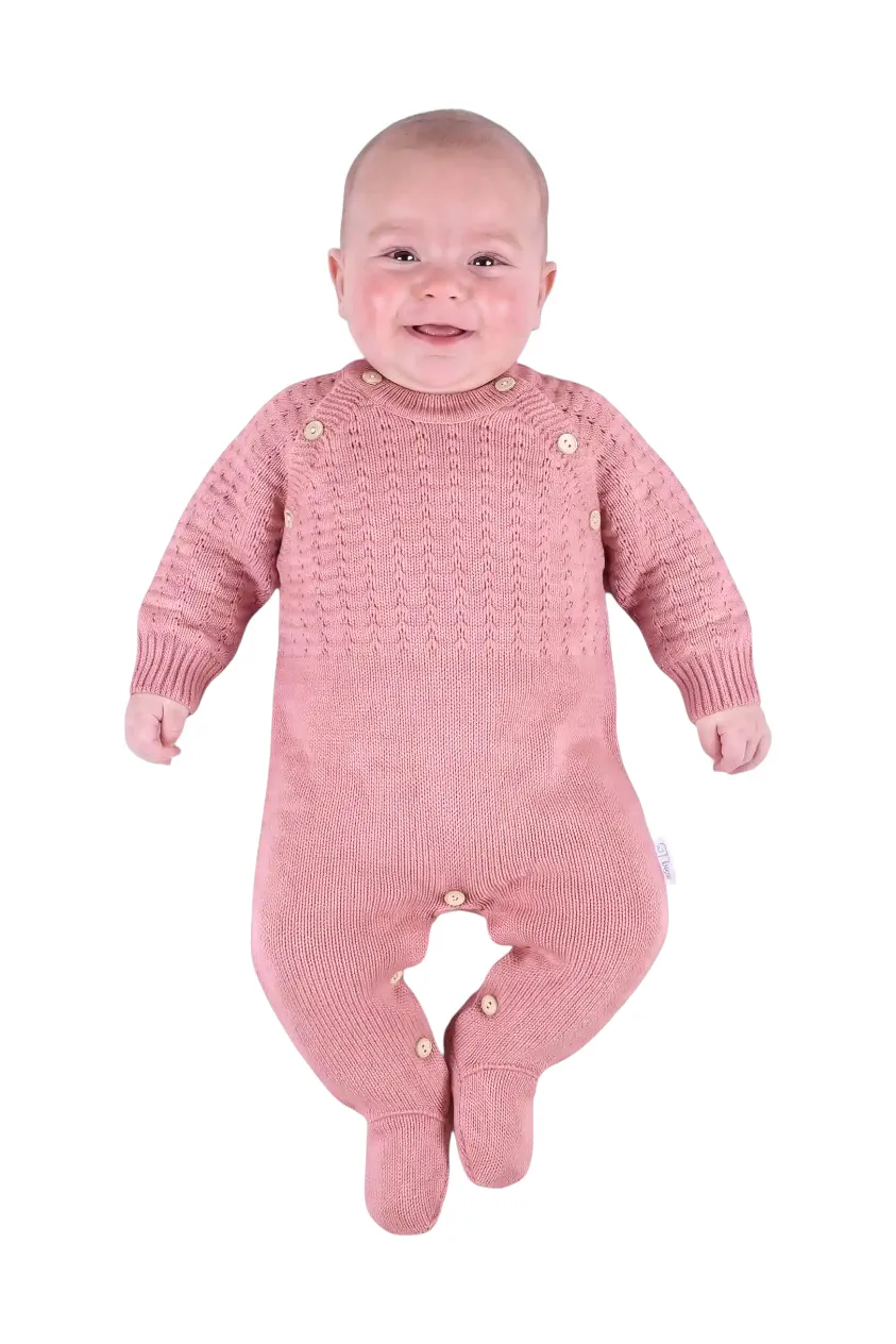 Baby Textured Soft Knit Footed Jumpsuit Fiil 0319T