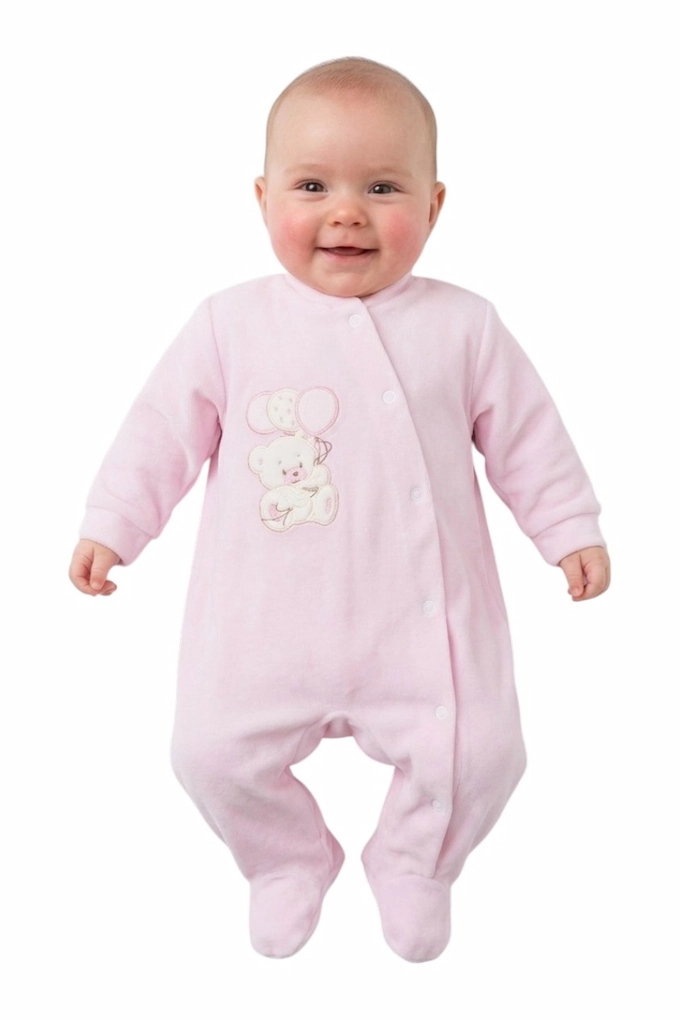 Balloon Bear Velvet Babygrow