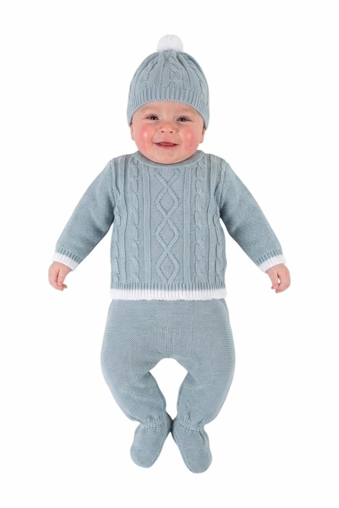 739 3 Pieces Knitted Baby Set