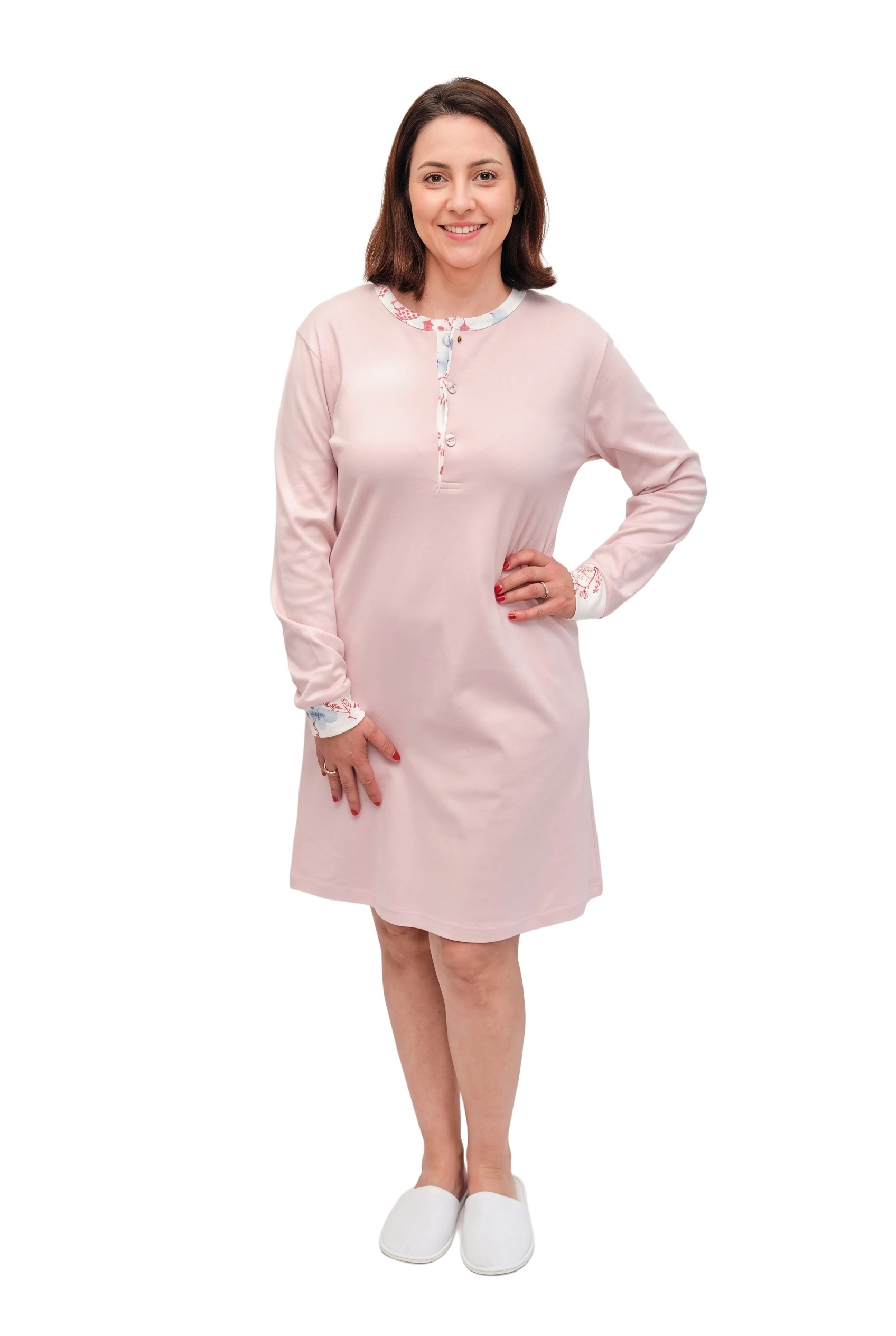 Women Long Sleeve Brushed Nightshirt Sileo 442