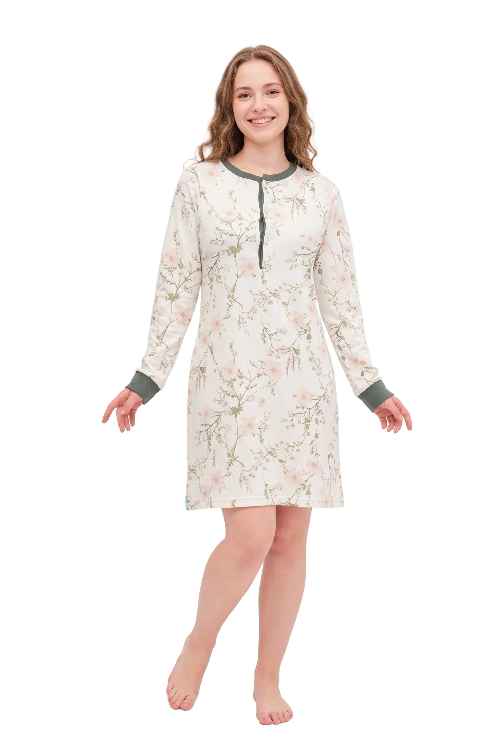 Nightshirt Floral Printed Brushed Women Sileo 442