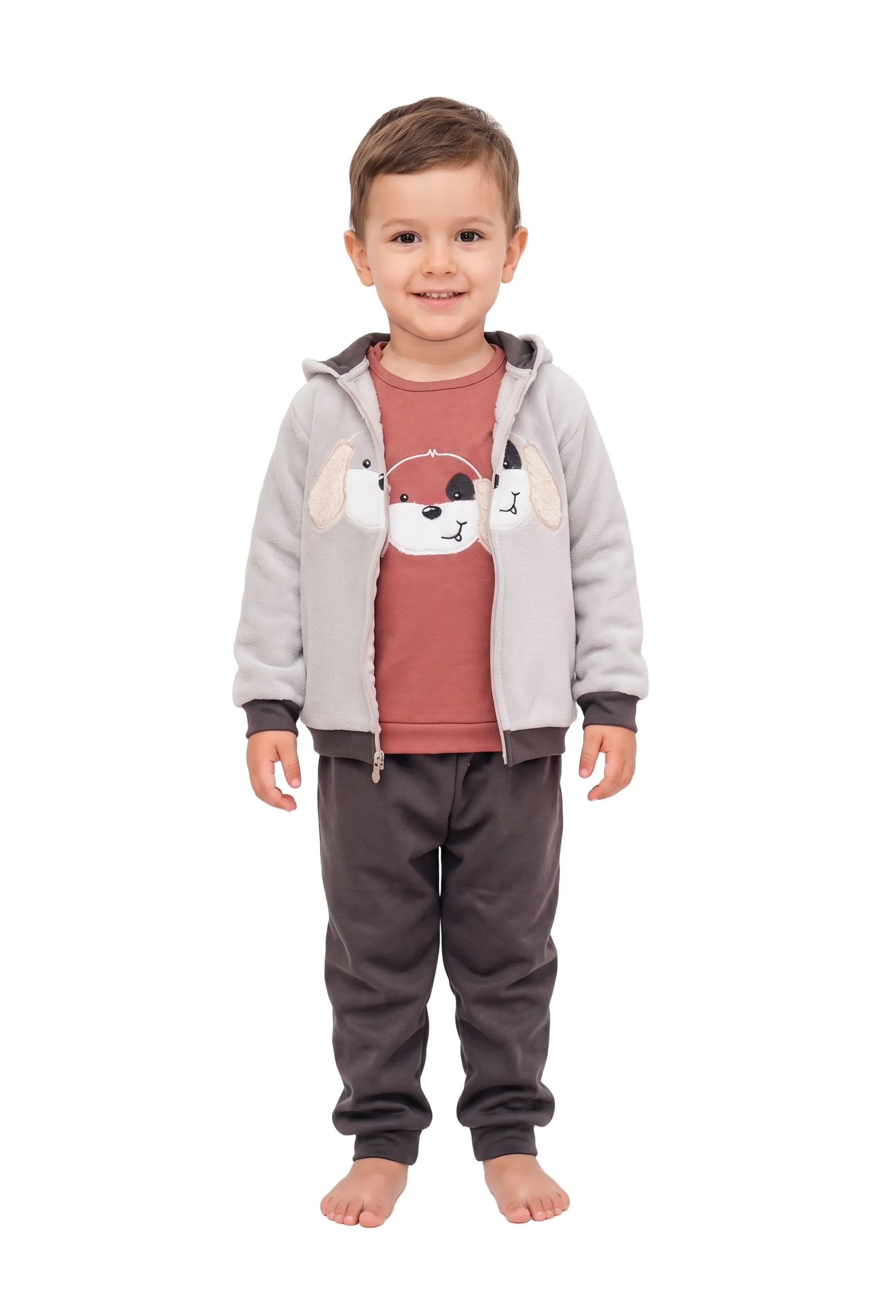 Baby Hooded Zippered Jacket Soft Coral Fleece Sileo 673