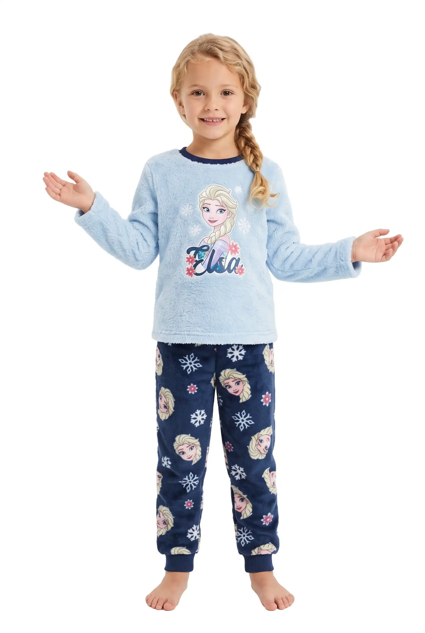 Long Sleeve Frozen Elsa Coral Fleece Girls Pyjama ZH55729