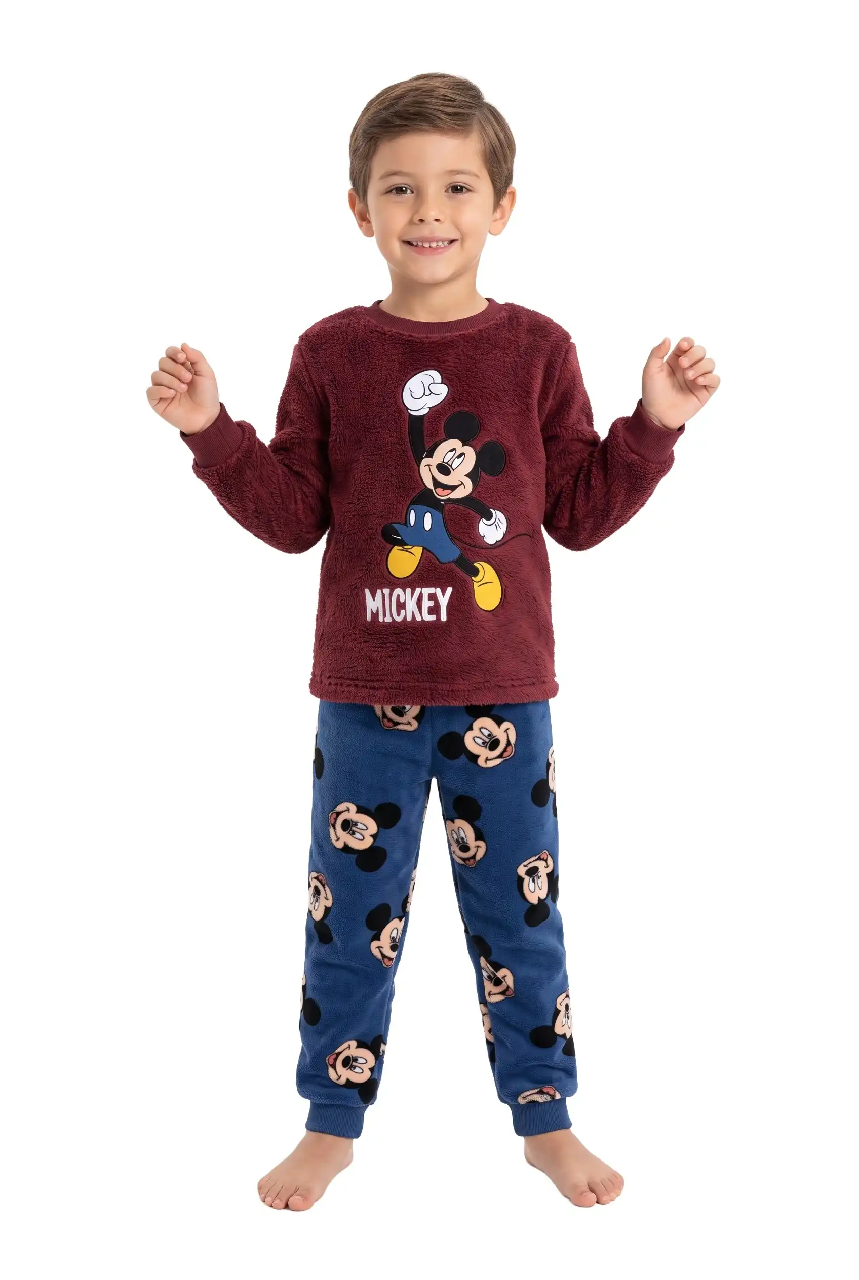 Boys Mickey Coral Fleece Long Sleeve Pyjama ZH55703
